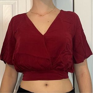 Brandy Melville Deep Red Wrap Blouse